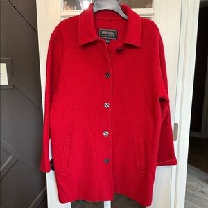 BERNARDO 100% Wool Red Pea Coat Jacket Size Medium